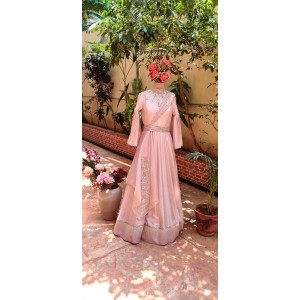 Onion Pink Gown with Drape Dupatta (LP1003)