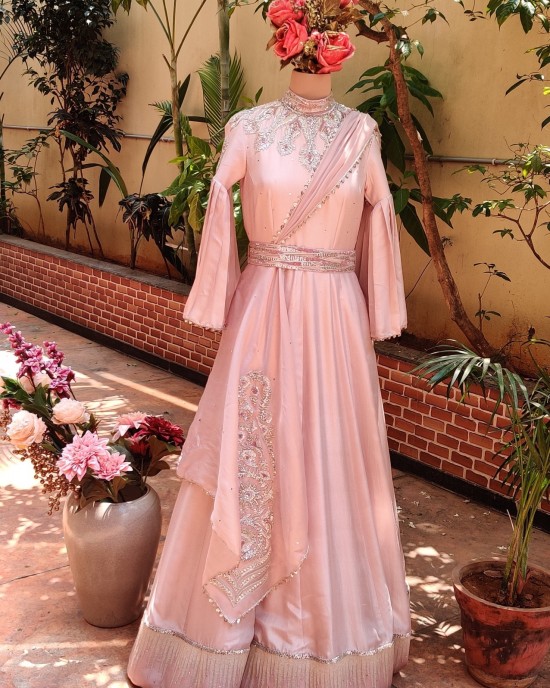 Onion Pink Gown with Drape Dupatta (LP1003)