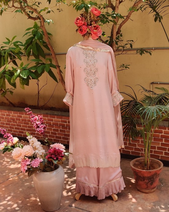Onion Pink Kurta with Pallazo & Dupatta (LP1001)