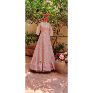 Onion Pink Long Slit Straight Kurta with Skirt(LP1006)