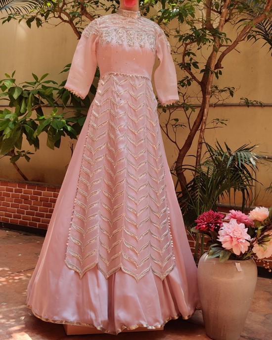 Onion Pink Long Slit Straight Kurta with Skirt(LP1006)