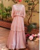Onion Pink Pleated Peplum paired with a Skirt (LP1005)