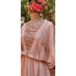 Onion Pink Pleated Peplum paired with a Skirt (LP1005)