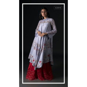 Red & Lavender Heavy cape Kurta with panel pallazo (SC2010)