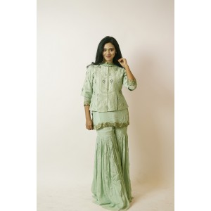 Mint Green Jacket with Palazzo(IRA1010)
