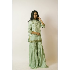 Mint Green Jacket with Palazzo(IRA1010)