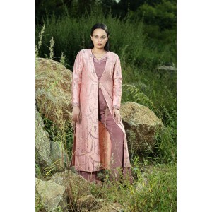 Onion Pink Jacket with Pant & Crop Top(IRA1002)