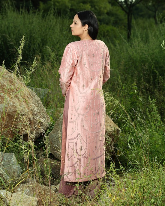 Onion Pink Jacket with Pant & Crop Top(IRA1002)