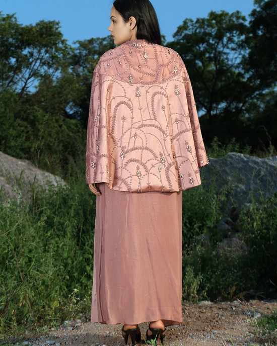 Onion Pink Cape with tie up Skirt(IRA1004)