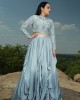 Sky Blue Crop Top with Skirt (IRA1005)