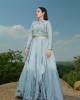 Sky Blue Crop Top with Skirt (IRA1005)