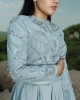 Sky Blue Crop Top with Skirt (IRA1005)