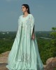 Mint Green Skirt & Crop Top paired with a Cape(IRA1008)