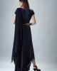 Navy Blue Drape Crop Top with Flared Pallazo (MB1006)