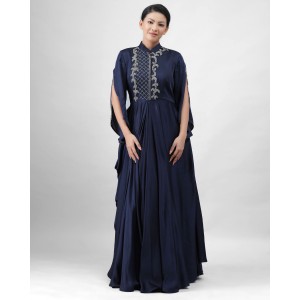 Navy Blue One Piece with Cowl Drape(MB1009)