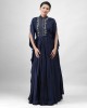 Navy Blue One Piece with Cowl Drape(MB1009)