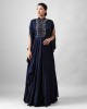 Navy Blue One Piece with Cowl Drape(MB1009)