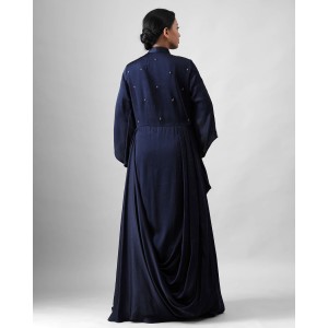 Navy Blue One Piece with Cowl Drape(MB1009)