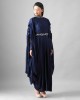 Navy Blue One Piece with Pleated Flaired Sleeves(MB1010)