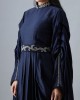 Navy Blue One Piece with Pleated Flaired Sleeves(MB1010)