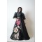 Black Crop top with tucked balloon sleeves paired with a skirt  (SDH1001)