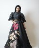 Black Crop top with tucked balloon sleeves paired with a skirt  (SDH1001)