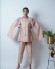 Peach Blazer with cape sleeves, paired with pencil pants (SDH1004)