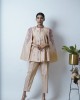 Peach Blazer with cape sleeves, paired with pencil pants (SDH1004)