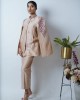 Peach Blazer with cape sleeves, paired with pencil pants (SDH1004)
