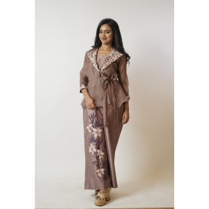 Chestnut Brown Jumpsuit paired with organza jacket (SDH1005)