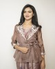 Chestnut Brown Jumpsuit paired with organza jacket (SDH1005)