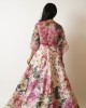 Pink Embellished crop top with bell sleeves paired with flaired skirt (SDH1007)