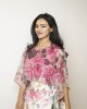 Pink Embellished crop top with bell sleeves paired with flaired skirt (SDH1007)