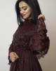 Wine Gown with layered Balloon sleeves and belt (SDH1010)