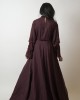 Wine Gown with layered Balloon sleeves and belt (SDH1010)
