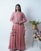 Rose Pink Anarkali with churidar sleeves, paired with a short jacket and heavy tassels on either side (SDH1012) Rose Pink Anarkali with churidar sleeves, paired with a short jacket and heavy tassels on either side (SDH1012)