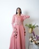 Rose Pink Anarkali with churidar sleeves, paired with a short jacket and heavy tassels on either side (SDH1012) Rose Pink Anarkali with churidar sleeves, paired with a short jacket and heavy tassels on either side (SDH1012)