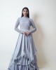 Ice Blue Multilayered Gown with feathers at the edge (SDH1013) Ice Blue Multilayered Gown with feathers at the edge (SDH1013)