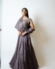 Purple Mauve Gown with conical drape on the right side running through the length of the gown (SDH1015)