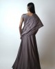 Purple Mauve Gown with conical drape on the right side running through the length of the gown (SDH1015)
