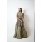 Olive Green Multilayered, Gown paired with a handkerchief cut jacket (SDH1016)