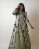 Light Green Gown paired with a long jacket with heavy tassels on either side (SDH1017)