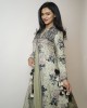 Light Green Gown paired with a long jacket with heavy tassels on either side (SDH1017)