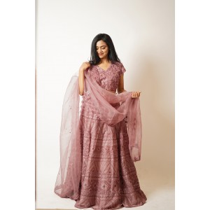 Rose Pink Heavily embroidered, Lehenga blouse and dupatta  (SDH1020)