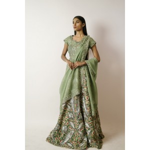 Light Green Heavily embroidered, Lehenga blouse and dupatta  (SDH1022)
