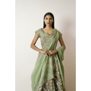 Light Green Heavily embroidered, Lehenga blouse and dupatta  (SDH1022)