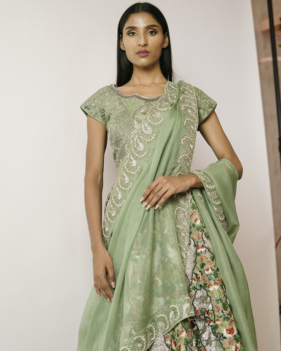 Light Green Heavily embroidered, Lehenga blouse and dupatta  (SDH1022) Light Green Heavily embroidered, Lehenga blouse and dupatta  (SDH1022)