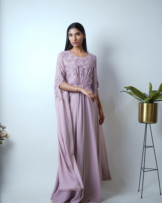 Light Pink Maxi with Cape Sleeves   (SDH1023)