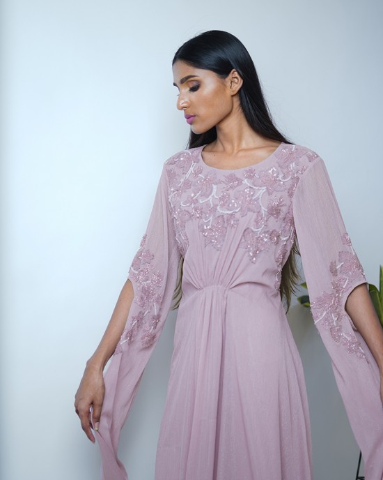 Light Pink Maxi with Cape Sleeves   (SDH1023)