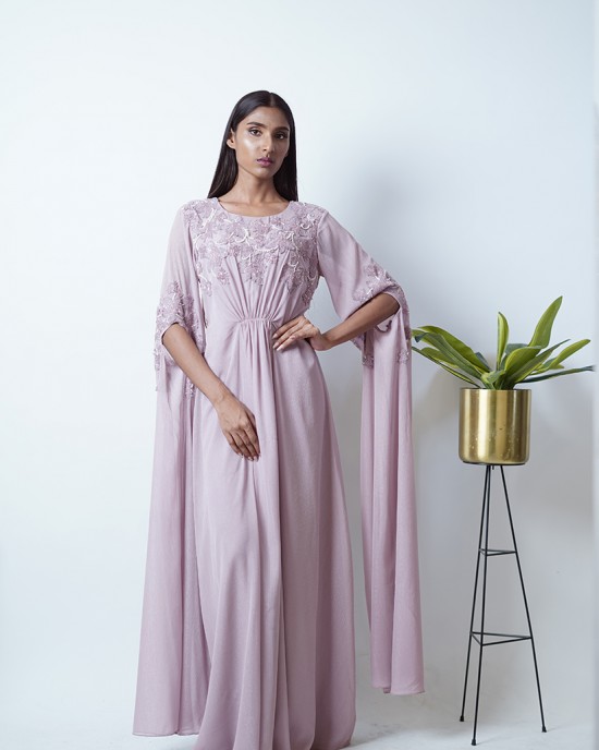 Light Pink Maxi with Cape Sleeves   (SDH1023)